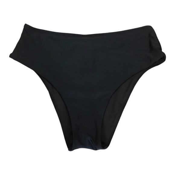 Aerie NWT Stylish Full Coverage Cheeky Bikini Bottom Solid Black Medium - Picture 3 of 12